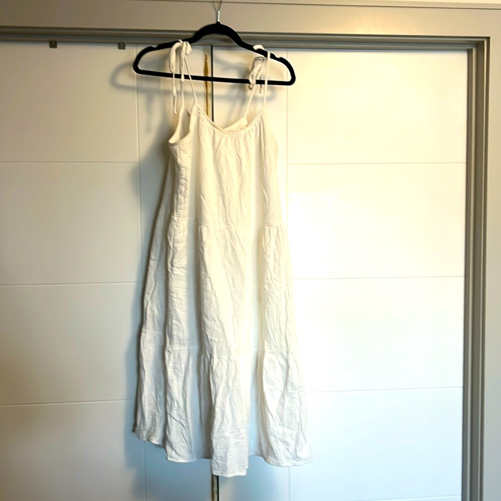 Cotton all white summer dress beautiful for vacations Aline flowy